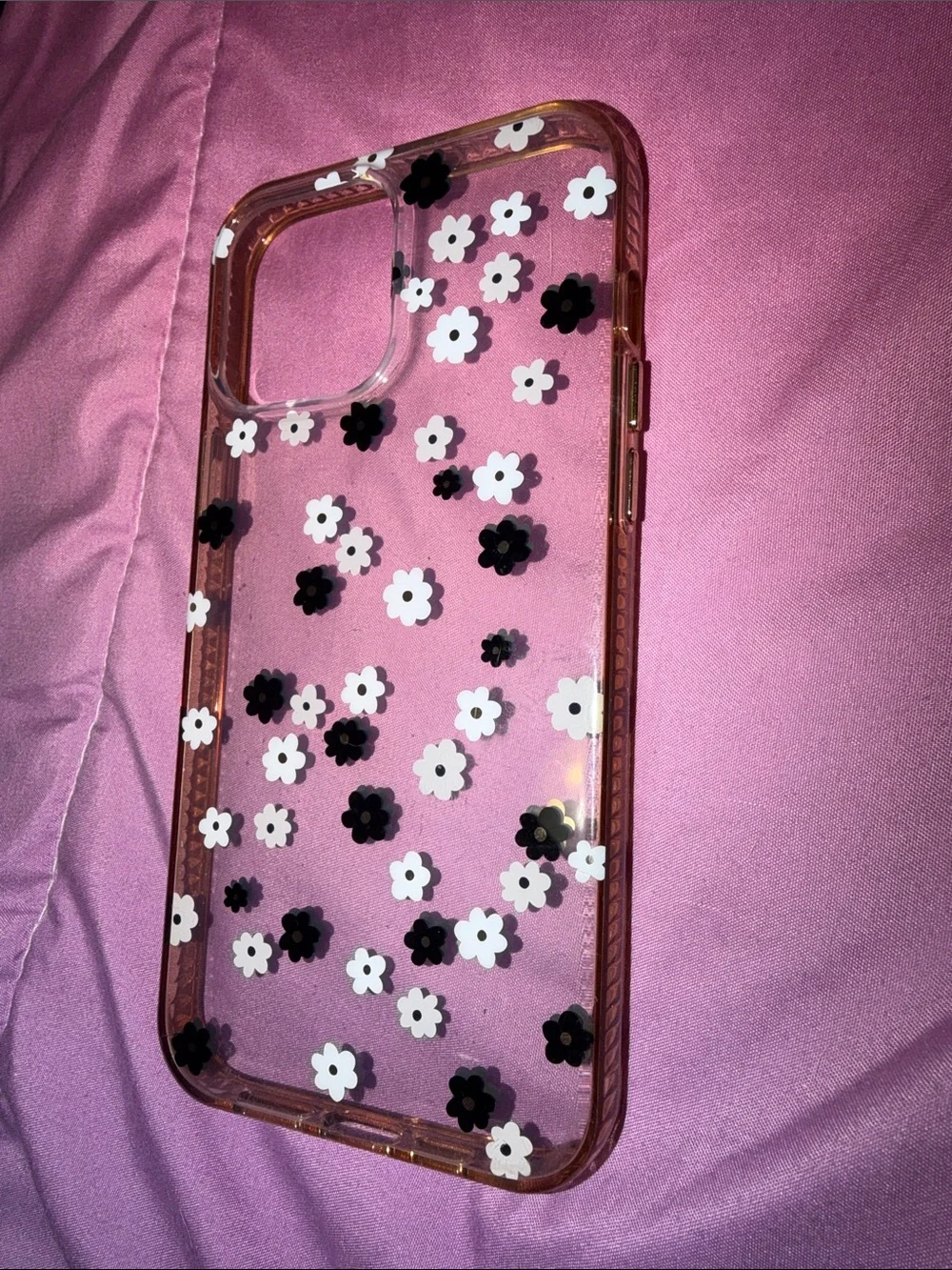 Pink Clear Floral Phone Case - Compatible Cell Phone Accessory (iPhone15promax)